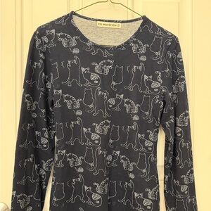 Cat Print Long Sleeve Top